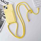 For iPhone 14 Crossbody Lanyard Elastic Silicone Card Holder Phone Case(Light Yellow) - 1