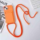 For iPhone 14 Crossbody Lanyard Elastic Silicone Card Holder Phone Case(Orange) - 1