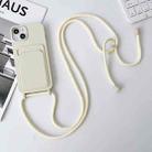 For iPhone 14 Plus Crossbody Lanyard Elastic Silicone Card Holder Phone Case(White) - 1