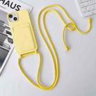 For iPhone 14 Plus Crossbody Lanyard Elastic Silicone Card Holder Phone Case(Light Yellow) - 1