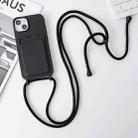 For iPhone 14 Plus Crossbody Lanyard Elastic Silicone Card Holder Phone Case(Black) - 1