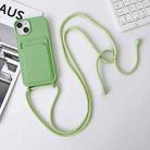 For iPhone 14 Plus Crossbody Lanyard Elastic Silicone Card Holder Phone Case(Green) - 1