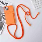 For iPhone 14 Plus Crossbody Lanyard Elastic Silicone Card Holder Phone Case(Orange) - 1