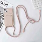 For iPhone 14 Pro Crossbody Lanyard Elastic Silicone Card Holder Phone Case(Pink) - 1