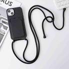 For iPhone 14 Pro Max Crossbody Lanyard Elastic Silicone Card Holder Phone Case(Black) - 1