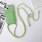 For iPhone 13 Crossbody Lanyard Elastic Silicone Card Holder Phone Case(Green) - 1