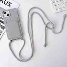 For iPhone 12 Crossbody Lanyard Elastic Silicone Card Holder Phone Case(Grey) - 1