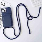 For iPhone 12 Crossbody Lanyard Elastic Silicone Card Holder Phone Case(Dark Blue) - 1