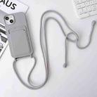 For iPhone 11 Pro Max Crossbody Lanyard Elastic Silicone Card Holder Phone Case(Grey) - 1