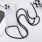 For iPhone 14 Crossbody Lanyard Elastic Transparent Card Holder Phone Case(Black White) - 1