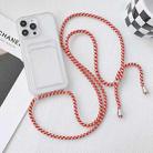 For iPhone 14 Crossbody Lanyard Elastic Transparent Card Holder Phone Case(Red White) - 1