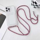 For iPhone 14 Crossbody Lanyard Elastic Transparent Card Holder Phone Case(Red White Purple) - 1