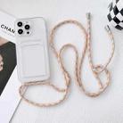 For iPhone 14 Plus Crossbody Lanyard Elastic Transparent Card Holder Phone Case(Yellow White) - 1