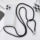 For iPhone 14 Pro Max Crossbody Lanyard Elastic Transparent Card Holder Phone Case(Black) - 1