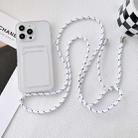 For iPhone 14 Pro Max Crossbody Lanyard Elastic Transparent Card Holder Phone Case(White Black) - 1