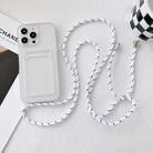 For iPhone 13 Crossbody Lanyard Elastic Transparent Card Holder Phone Case(White Black) - 1