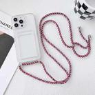 For iPhone 13 Pro Crossbody Lanyard Elastic Transparent Card Holder Phone Case(Red White Purple) - 1