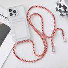 For iPhone 13 Pro Max Crossbody Lanyard Elastic Transparent Card Holder Phone Case(Red White) - 1