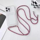For iPhone 12 Crossbody Lanyard Elastic Transparent Card Holder Phone Case(Red White Purple) - 1