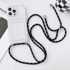 For iPhone 11 Crossbody Lanyard Elastic Transparent Card Holder Phone Case(Black White) - 1