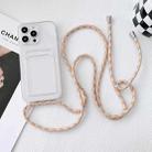 For iPhone 11 Crossbody Lanyard Elastic Transparent Card Holder Phone Case(Yellow White) - 1