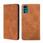 For Motorola Moto E32 India/E22s 4G Global Skin Feel Magnetic Horizontal Flip Leather Phone Case(Light Brown) - 1