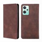 For OPPO K10x 5G Skin Feel Magnetic Horizontal Flip Leather Phone Case(Dark Brown) - 1