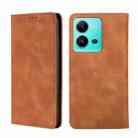 For vivo V25 5G/V25e 5G/X80 Lite Skin Feel Magnetic Horizontal Flip Leather Phone Case(Light Brown) - 1