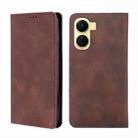 For vivo Y16 4G/Y02s 4G Skin Feel Magnetic Horizontal Flip Leather Phone Case(Dark Brown) - 1