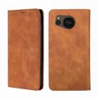 For Sharp Aquos sense7 Plus Skin Feel Magnetic Horizontal Flip Leather Phone Case(Light Brown) - 1