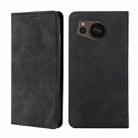 For Sharp Aquos sense7 Plus Skin Feel Magnetic Horizontal Flip Leather Phone Case(Black) - 1