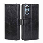 For OPPO A17 Geometric Stitching Horizontal Flip Leather Phone Case(Black) - 1