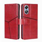 For OPPO A17 Geometric Stitching Horizontal Flip Leather Phone Case(Red) - 1