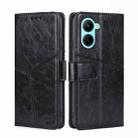 For Realme C33 4G Geometric Stitching Horizontal Flip Leather Phone Case(Black) - 1