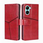 For Realme C33 4G Geometric Stitching Horizontal Flip Leather Phone Case(Red) - 1