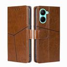 For Realme C33 4G Geometric Stitching Horizontal Flip Leather Phone Case(Light Brown) - 1