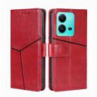 For vivo V25 5G/V25e 5G/X80 Lite Geometric Stitching Horizontal Flip Leather Phone Case(Red) - 1