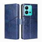 For vivo V25 5G/V25e 5G/X80 Lite Geometric Stitching Horizontal Flip Leather Phone Case(Blue) - 1