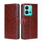 For vivo V25 5G/V25e 5G/X80 Lite Geometric Stitching Horizontal Flip Leather Phone Case(Dark Brown) - 1