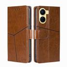 For vivo Y16 4G/Y02s 4G Geometric Stitching Horizontal Flip Leather Phone Case(Light Brown) - 1