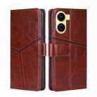 For vivo Y16 4G/Y02s 4G Geometric Stitching Horizontal Flip Leather Phone Case(Dark Brown) - 1