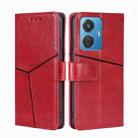 For vivo Y55 4G Geometric Stitching Horizontal Flip Leather Phone Case(Red) - 1