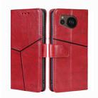 For Sharp Aquos sense7 Plus Geometric Stitching Horizontal Flip Leather Phone Case(Red) - 1