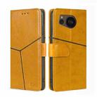 For Sharp Aquos sense7 Plus Geometric Stitching Horizontal Flip Leather Phone Case(Yellow) - 1