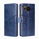 For Sharp Aquos sense7 Plus Geometric Stitching Horizontal Flip Leather Phone Case(Blue) - 1