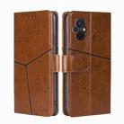 For Xiaomi Poco M5 4G Geometric Stitching Horizontal Flip Leather Phone Case(Light Brown) - 1