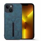 For iPhone 14 Denior DV Elastic Card PU Back Cover Phone Case(Blue) - 1