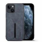 For iPhone 14 Denior DV Elastic Card PU Back Cover Phone Case(Grey) - 1