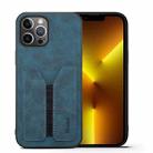 For iPhone 13 Pro Denior DV Elastic Card PU Back Cover Phone Case(Blue) - 1