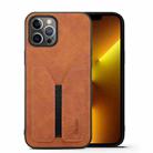 For iPhone 13 Pro Denior DV Elastic Card PU Back Cover Phone Case(Brown) - 1